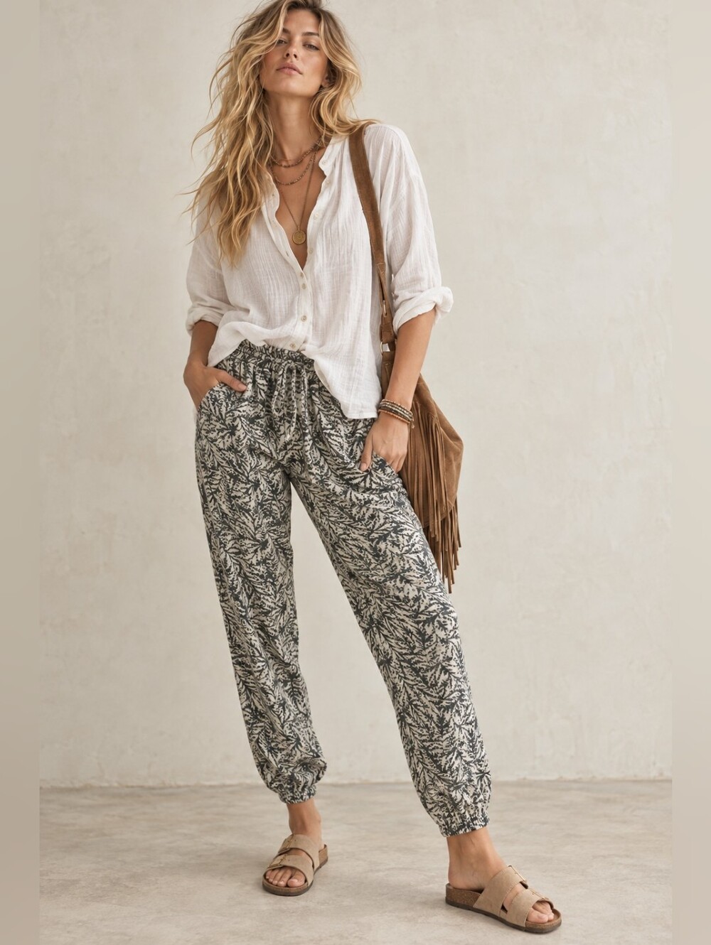 NWT By ANTHROPOLOGIE Rhys Linen Blend Abstract Print Jogger Pants Medium NEW